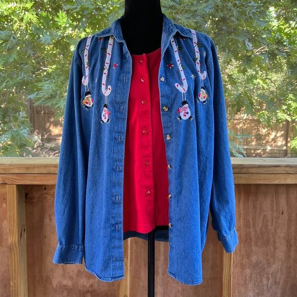 Casey & Max Women's Vintage Christmas Holiday Layered Shirt Size L - Picture 1 of 10